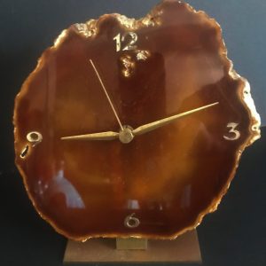 Relógio de secretária em pedra ágata cornalina