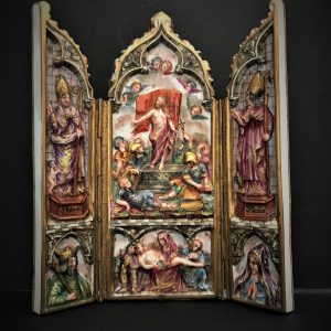 Triptico em porcelana “Reissurreição de Cristo” Finais sec. XIX